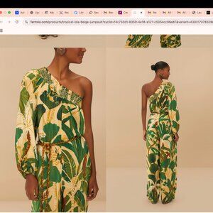 Farm Rio green palm tree eyelet halter neck midi dress